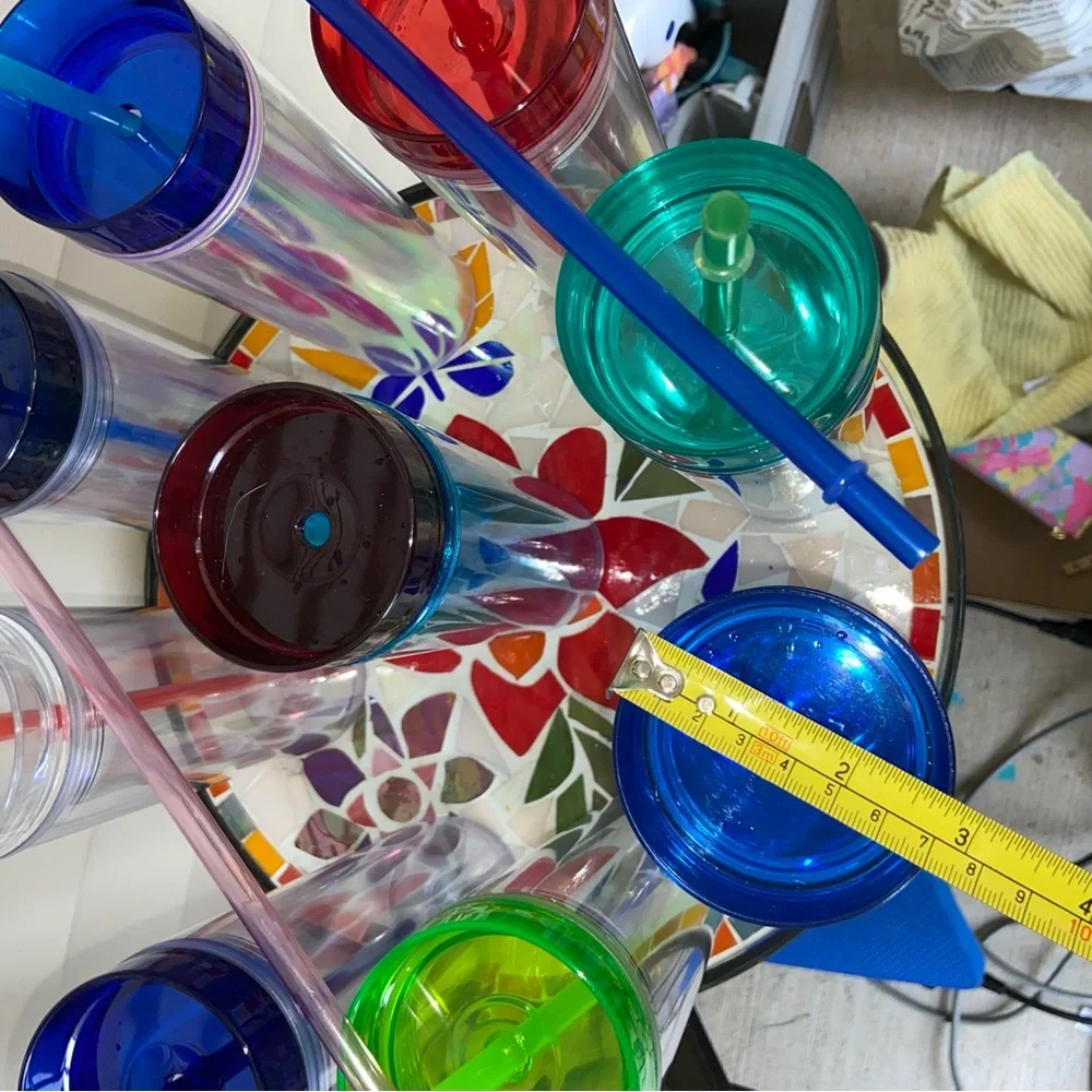 Mixed Brands of Colorful Tumbler w/9pcs. & Straws-Used w/Some Lite Wash & Wear